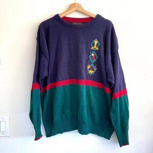 GOLDEN BEAR BY JACK NICKLAUS GOLF KNIT SWEATER CREW NECK BLUE GREEN MENS LARGE